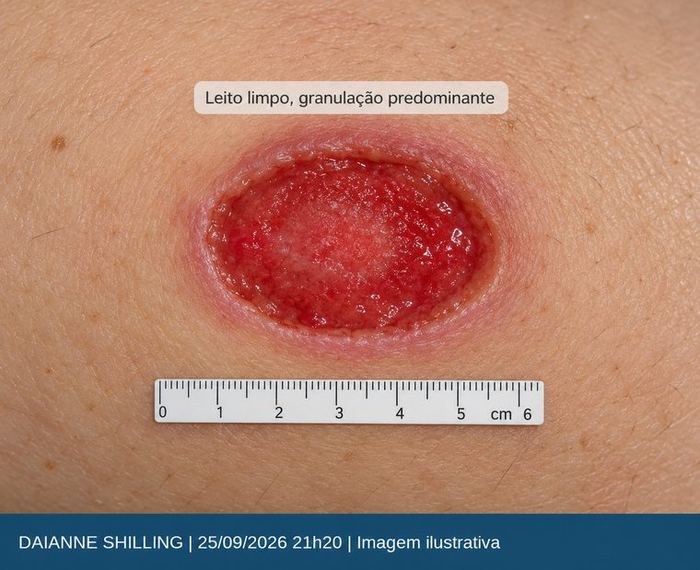 Leito da lesão após limpeza e desbridamento autolítico