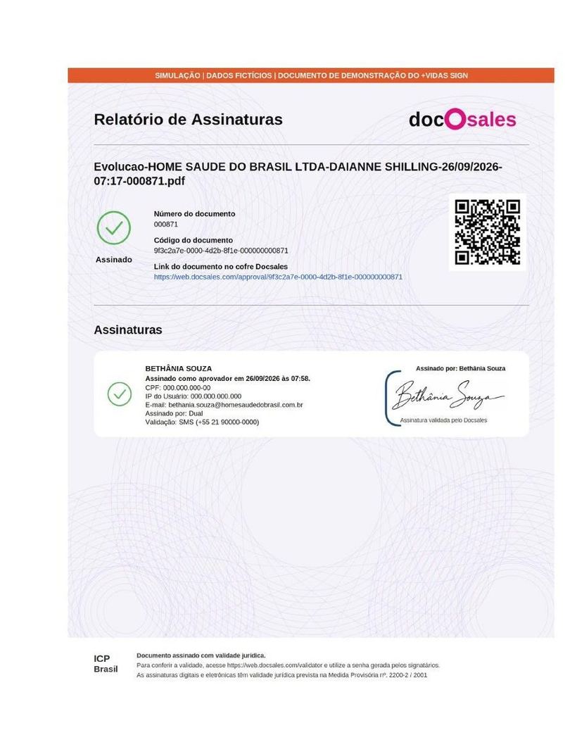 Relatório de assinaturas emitido na assinatura eletrônica do documento